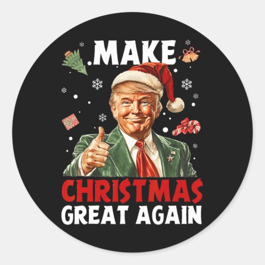 Maak kerst weer geweldig Kerstman Grappig Trump Ke Ronde Sticker (Voorkant)