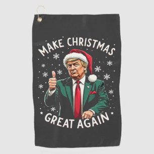 Maak kerst weer geweldig Lelijke kersttrui Trump Golfhanddoek