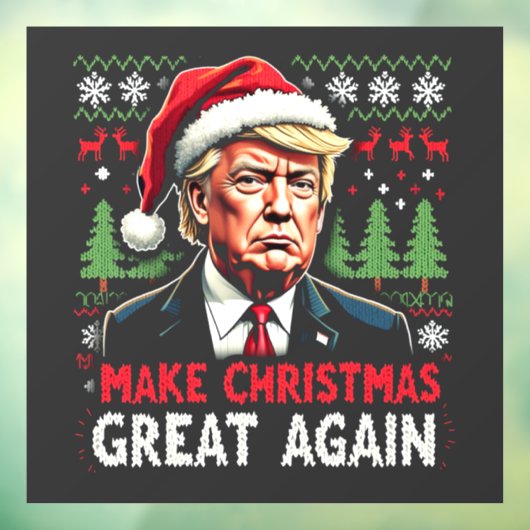 Maak kerst weer geweldig Lelijke kersttrui Trump Raamsticker (Vel 3)