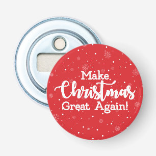 Maak kerst weer geweldig Trump MAGA grappig cadeau Button Flesopener