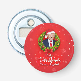Maak kerst weer geweldig Trump MAGA grappig cadeau Button Flesopener