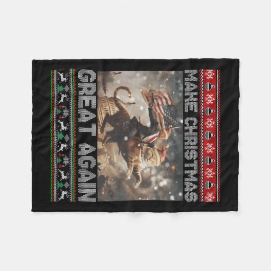 Maak kerst weer geweldig Xmas Funny Trump pyjama Fleece Deken (Voorkant (Horizontaal))