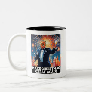 Maak kerst weer geweldig Xmas grappig Trump lelijk Tweekleurige Koffiemok