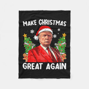 Maak kerst weer leuk Kerstman Trump 2024 Fleece Deken
