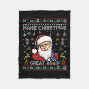 Maak kerst weer leuk Kerstman Trump 2024 Fleece Deken