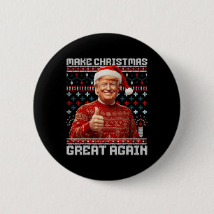 Maak kerst weer leuk Kerstman Trump 2024 Ronde Button 5,7 Cm