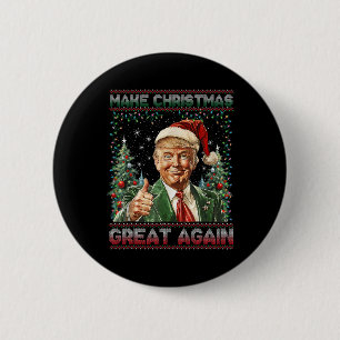 Maak kerst weer leuk Kerstman Trump 2024 Ronde Button 5,7 Cm