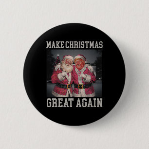 Maak kerst weer leuk Kerstman Trump 2024 Ronde Button 5,7 Cm