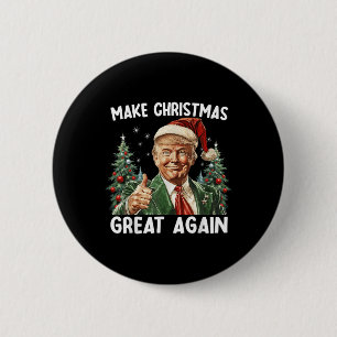 Maak kerst weer leuk Kerstman Trump 2024 Ronde Button 5,7 Cm