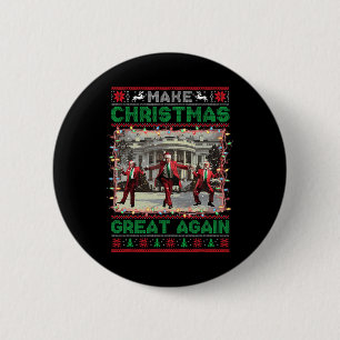Maak kerst weer leuk Kerstman Trump 2024 Ronde Button 5,7 Cm