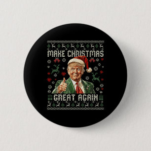 Maak kerst weer leuk Kerstman Trump 2024 Ronde Button 5,7 Cm