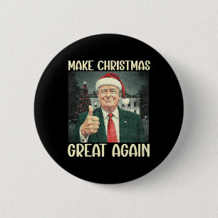 Maak kerst weer leuk Kerstman Trump 2024 Ronde Button 5,7 Cm