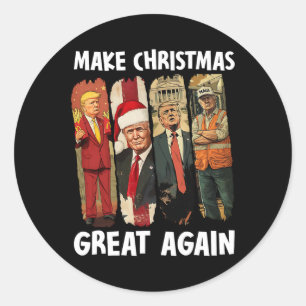 Maak kerst weer leuk Kerstman Trump 2024 Ronde Sticker