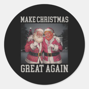 Maak kerst weer leuk Kerstman Trump 2024 Ronde Sticker