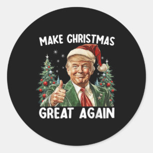 Maak kerst weer leuk Kerstman Trump 2024 Ronde Sticker