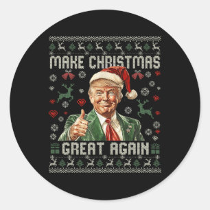 Maak kerst weer leuk Kerstman Trump 2024 Ronde Sticker