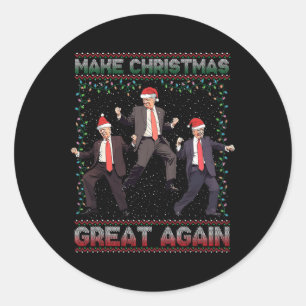 Maak kerst weer leuk Kerstman Trump 2024 Ronde Sticker