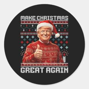 Maak kerst weer leuk Kerstman Trump 2024 Ronde Sticker