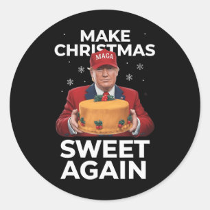 Maak kerst weer zoet Trump kerstcadeaus voor mij Ronde Sticker