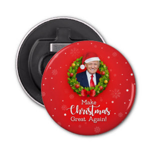 Maak kerstcadeau weer leuk, Trump MAGA grappig Button Flesopener