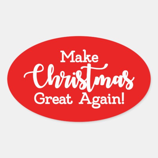 Maak kerstcadeau weer leuk, Trump MAGA grappig Ovale Sticker (Voorkant)