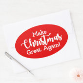 Maak kerstcadeau weer leuk, Trump MAGA grappig Ovale Sticker (Envelop)