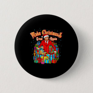 Maak Kerstmis Groot Again Kerstman Donald Trump Ronde Button 5,7 Cm
