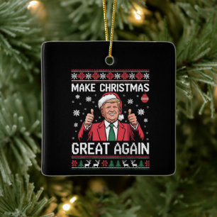 Maak Kerstmis Groot Again Trump Pyjama's Lelijke K Keramisch Ornament
