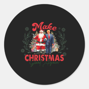 Maak Kerstmis weer geweldig Grappige Kerstman Trum Ronde Sticker