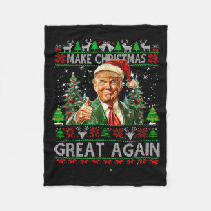 Maak Kerstmis weer geweldig Kerstman Trump 2024 F Fleece Deken