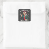 Maak Kerstmis weer Groot Ugly Xmas Sweater Trump Vierkante Sticker (Tas)