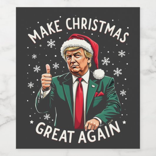 Maak Kerstmis weer Groot Ugly Xmas Sweater Trump Wijn Etiket (Enkel label)