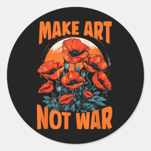 Maak kunst niet oorlog papavers groeien voor de vr ronde sticker