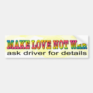 Maak liefde geen oorlog. Funny zeventig stijl auto Bumpersticker