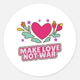 Maak liefde niet oorlog ronde sticker