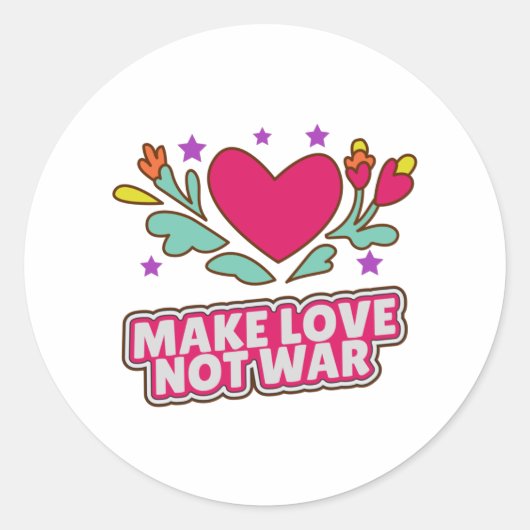 Maak liefde niet oorlog ronde sticker (Voorkant)