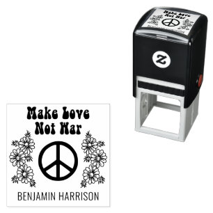 Maak Liefde Niet Oorlog Vredesteken Madeliefjes Na Zelfinktende Stempel