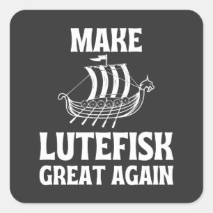 Maak Lutefisk Weer Groot Komische Stinkvis Vierkante Sticker