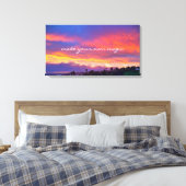 Maak Magic Quote Script Oranje Blue Sunrise Foto Canvas Afdruk (Insitu (Slaapkamer))