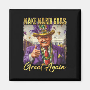 Maak Mardi Gras weer geweldig, grappige Trump 2025 Magneet