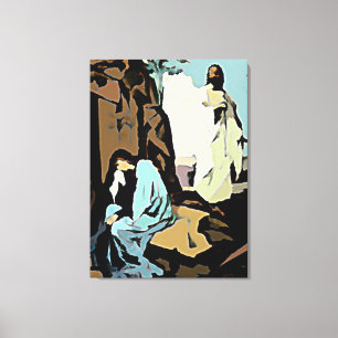 Maak Mary niet schoon, zijn tombe is leeg! Canvas Afdruk