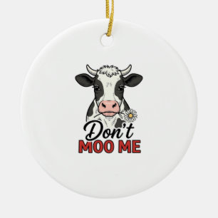 Maak Me Niet Woest Koe Vintage Gravure Keramisch Ornament