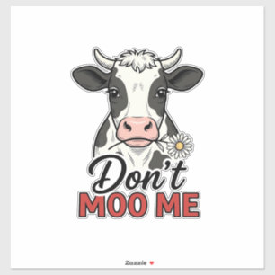 Maak Me Niet Woest Koe Vintage Gravure Sticker