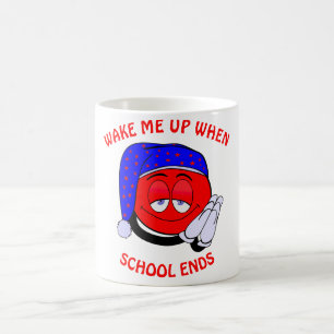 Maak me wakker als school een grappige emoji stopt koffiemok