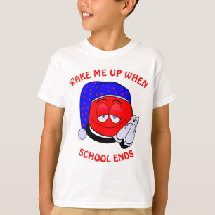 Maak me wakker als school een grappige emoji stopt t-shirt