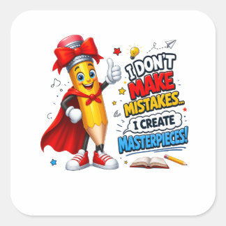 Maak Meesterwerken Cute Potlood Kunst Vierkante Sticker