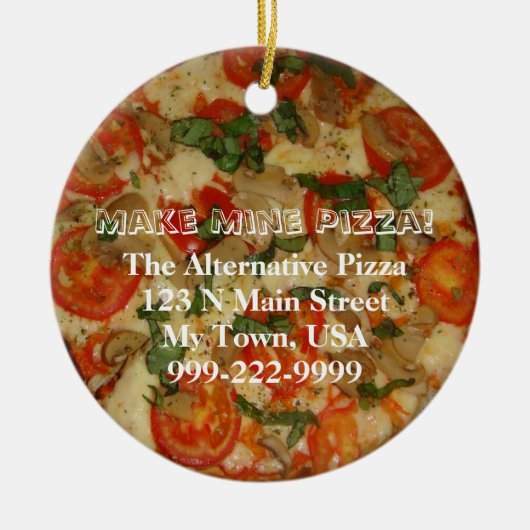 Maak Mine Pizza!  tekst Keramisch Ornament (Voorkant)