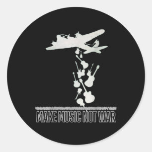 Maak muziek. Geen oorlog. Ronde Sticker