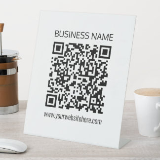 Maak onmiddellijk een zakelijke QR-code en bewerkb Reclamebord Met Voetstuk