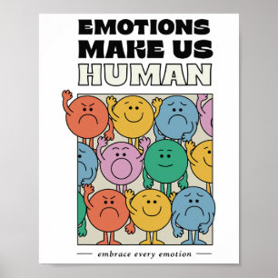 Maak ons menselijk retro geestelijke gezondheid po poster